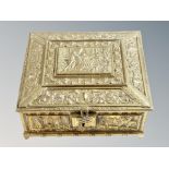 An ornate cast brass trinket box,