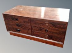 A Scandinavian rosewood effect six drawer low chest