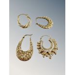 Four misceallneous 9ct gold earrings CONDITION REPORT: 4.