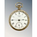 A Waltham gold-plated open face pocket watch, movement numbered 4,636,