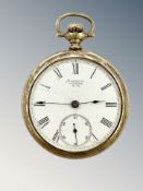 A Waltham gold-plated open face pocket watch, movement numbered 4,636,