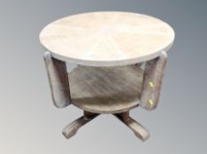 An Art Deco bleached oak two tier circular occasional table,