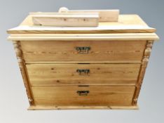 An antique pine three drawer chest (a/f)