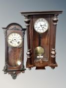 Two early 20th century mahogany cased wall clocks