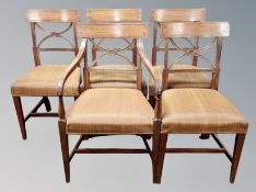 A set of five Continental mahogany dining chairs