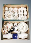 Two boxes of assorted ceramics including Royal Doulton old country roses dinner plates and side