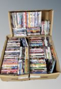 Three boxes of approximately 150 DVD's