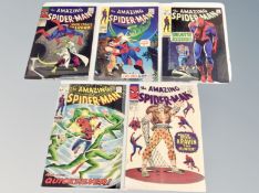 Marvel Comics : The Amazing Spider-Man issues 44, 47, 49, 71 (12¢ covers), 75 (15¢ cover),