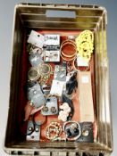 A box of silver jewellery, costume jewellery by Opia Peacocks and Mews, new with tags,