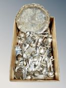 A box of plated flat ware,
