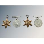 A WWII France and Germany Star, 1939-1945 Star, Defence Medal and War Medal.