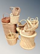 A large quantity of assorted wicker wares,