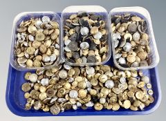 A large quantity of military buttons.