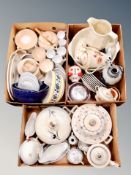 Three boxes of Scandinavian ceramics, four piece wash set, tea ware, tureens,