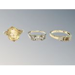 Three 9ct gold dress rings CONDITION REPORT: 9.