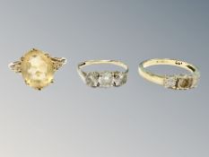 Three 9ct gold dress rings CONDITION REPORT: 9.