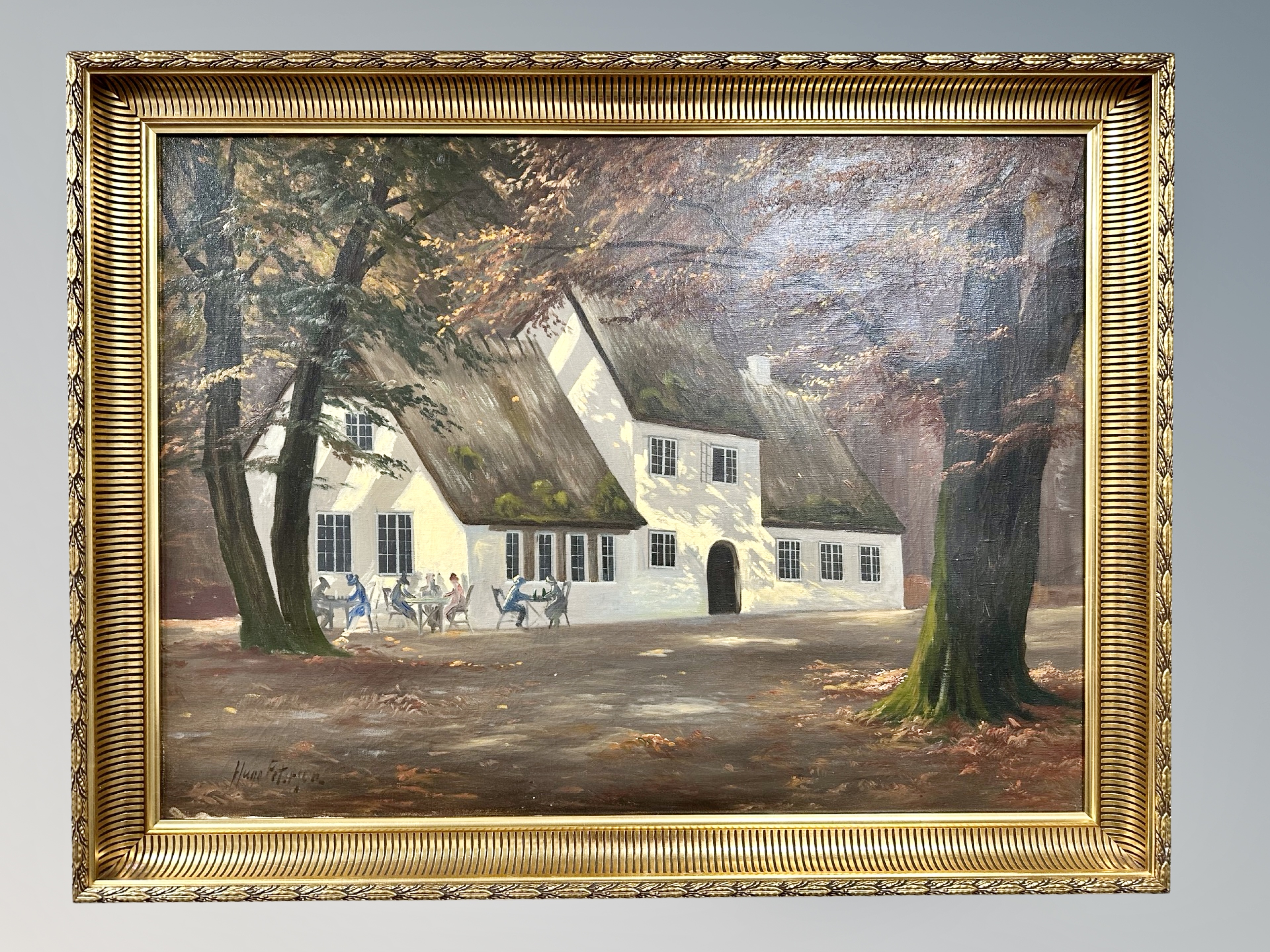 Continental School : A thatched building in woodland, oil on canvas, - Image 2 of 2