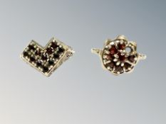 Two 9ct gold garnet set rings CONDITION REPORT: 5.9g gross.