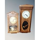 Two 20th century oak cased wall clocks