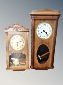 Two 20th century oak cased wall clocks