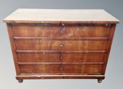 A 19th century mahogany chest of four drawers,