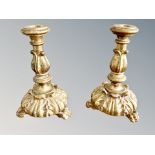 A pair of 19th century gilt gesso candlesticks,
