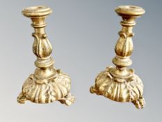 A pair of 19th century gilt gesso candlesticks,