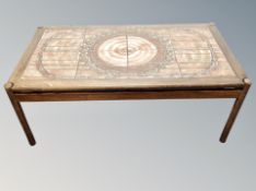 A Danish oak tiled topped coffee table,