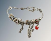 A Pandora style charm bracelet