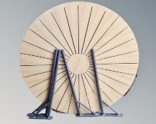 A circular garden table,