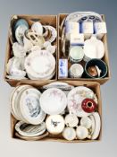 Three boxes of assorted continental ceramics, collectors plates, kitchen storage jars etc.