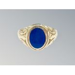 A gent's 9ct gold lapis lazuli signet ring, size U CONDITION REPORT: 5.