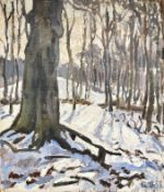 Continental School : Winter woodland, oil on canvas, 69 cm x 59 cm,