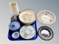 A tray of Danish studio pottery wares including lidded bowl, plates, vase etc.