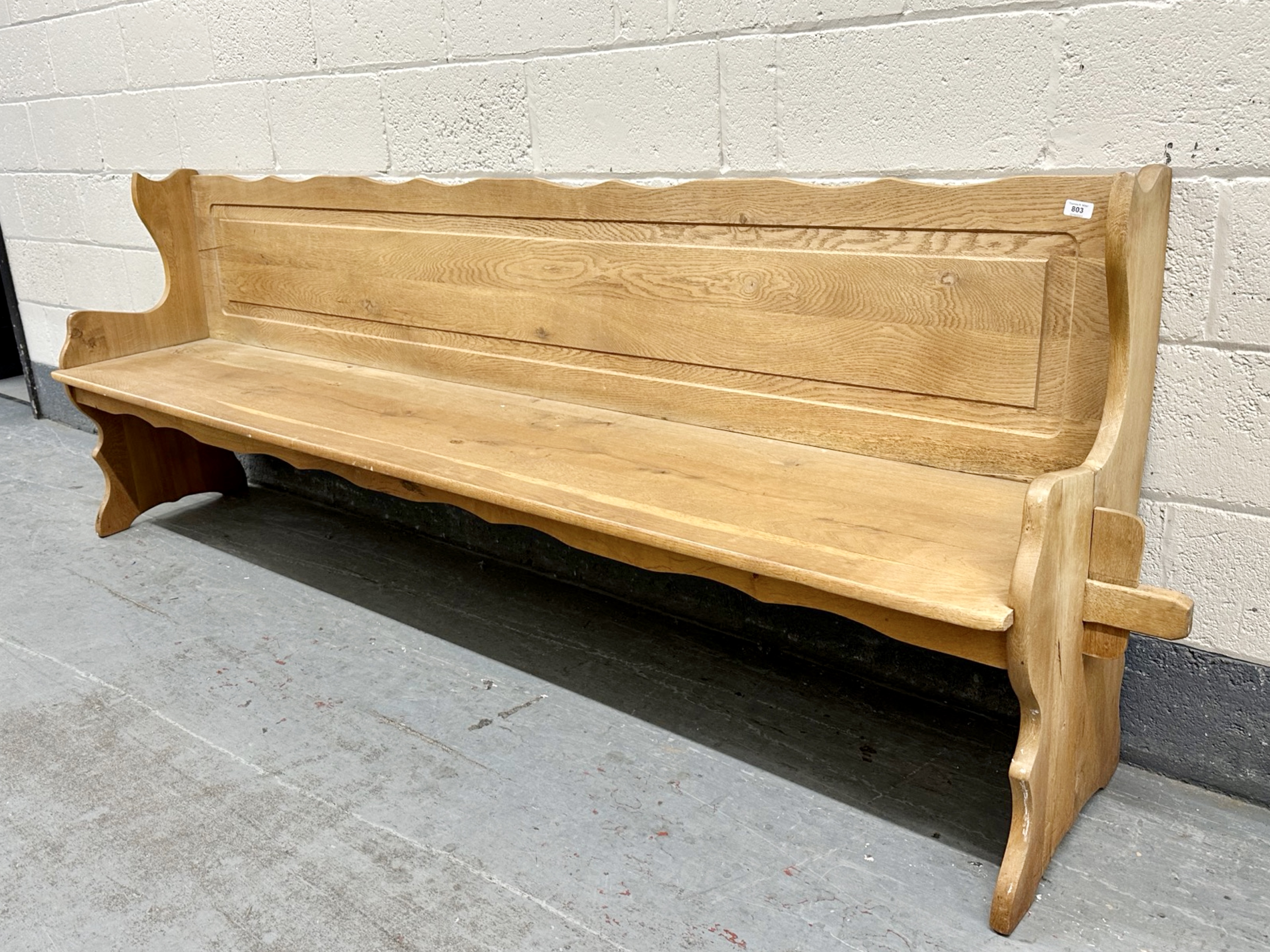 A pine long bench, length 252 cm.