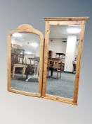 Two pine framed mirrors