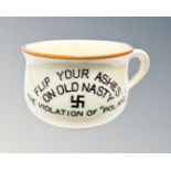 A small novelty Fieldings ash pot, 'Flip your ashes on Old Nasty, The Violation of Poland',