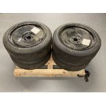 Four tyres on metal rims,