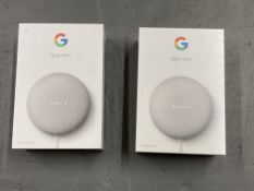 Two Google Nest mini speakers (both factory sealed)
