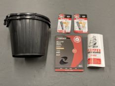 Two black plastic buckets, 25 pack of Wet & Dry paper sheets,