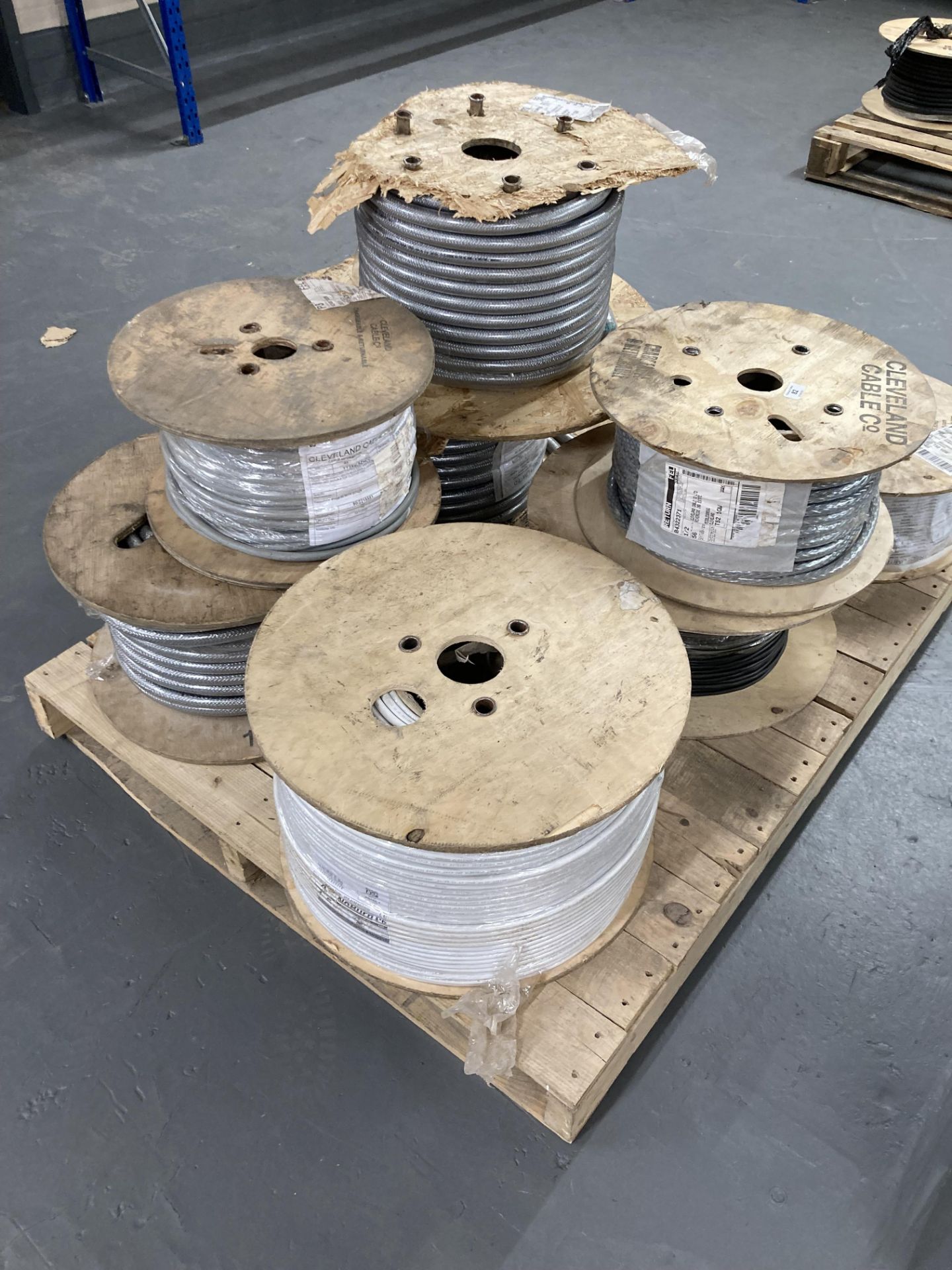 Eight spools of armoured and other electrical cable