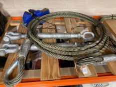 Two heavy duty steel tow ropes with two bars and a small vice.