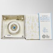 The Royal Mint : Beatrix Potter - Peter Rabbit, 2017 UK 50p Silver Proof Coin, with papers, boxed.