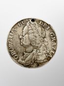 A George II shilling 1745 (pierced)