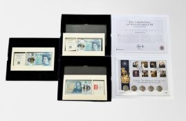 Westminster : The First UK polymer £5 Banknote, mounted with a Royal Mail First Class stamp,