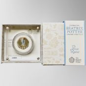 The Royal Mint : Beatrix Potter - Peter Rabbit, 2019 UK 50p Silver Proof Coin, with papers, boxed.