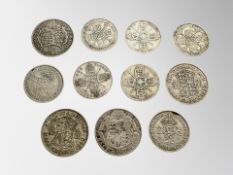 Eleven British 50% silver coins,