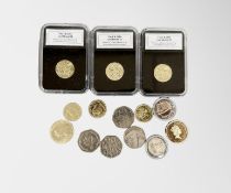 Thirteen interesting UK coins : Three 2016 Last Round £1's (all in capsules),