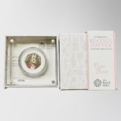 The Royal Mint : Beatrix Potter - Flopsy Bunny, 2018 UK 50p Silver Proof Coin, with papers, boxed.