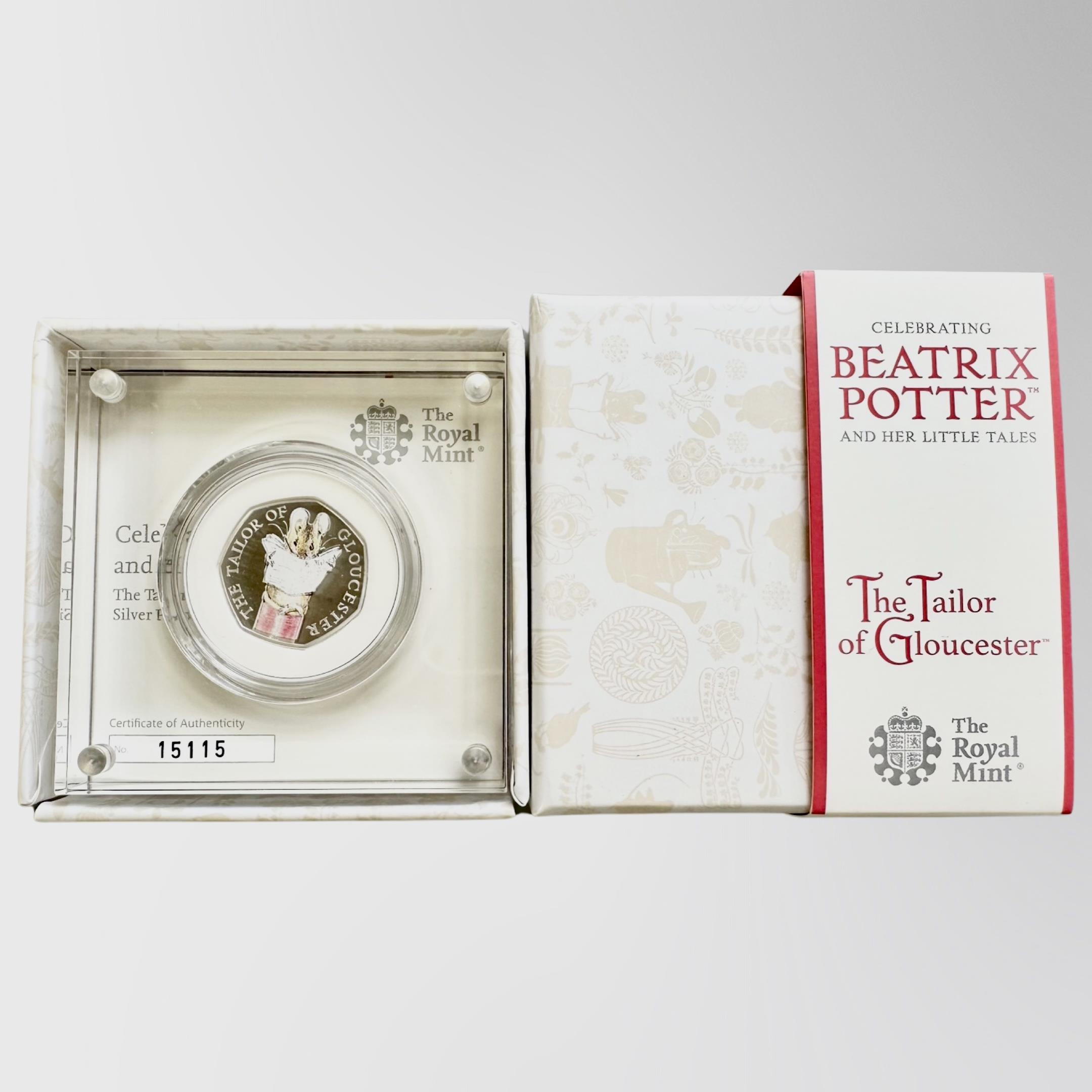 The Royal Mint : Beatrix Potter - The Tailor of Gloucester, 2018 UK 50p Silver Proof Coin,